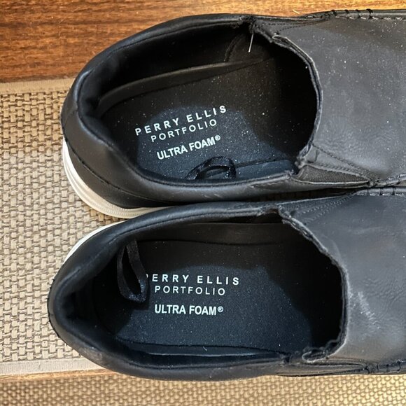 Perry Ellis Portfolio Ultra Foam Black Casual Oxford Slip-On Shoe Sz 11 Normcore - Picture 3 of 7